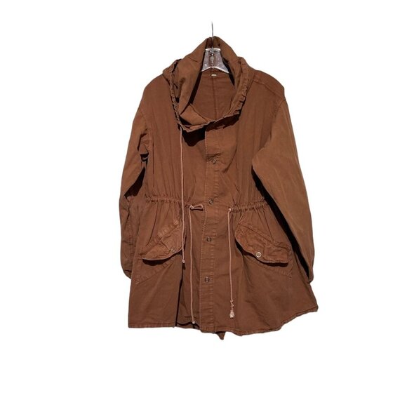 Free People Brown Hooded Jacket With Drawstring Waist & Pockets - Picture 1 of 4